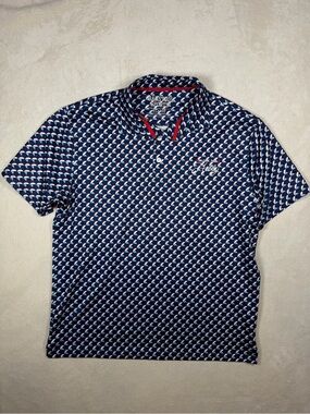 Barstool Sports XL Ain’t no Hobby Navy Geometric Print Men's Performance Polo